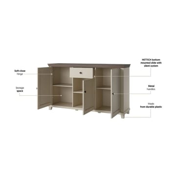 Skjenk Evora 3 dører 1 skuff - Lys Beige - Oppbevaring - Oppbevaringsmøbler - Sideboard & skjenk