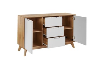 Skjenk Ezra 120x40x75 cm, Wotan eik/hvit - 120x40x75 cm, Wotan eik/hvit - Oppbevaring - Oppbevaringsmøbler - Sideboard & skjenk