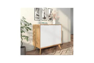 Skjenk Ezra 80x40x75 cm, Wotan eik/hvit - 80x40x75 cm, Wotan eik/hvit - Oppbevaring - Oppbevaringsmøbler - Sideboard & skjenk