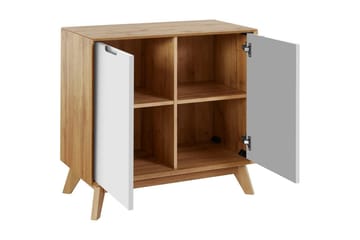 Skjenk Ezra 80x40x75 cm, Wotan eik/hvit - 80x40x75 cm, Wotan eik/hvit - Oppbevaring - Oppbevaringsmøbler - Sideboard & skjenk