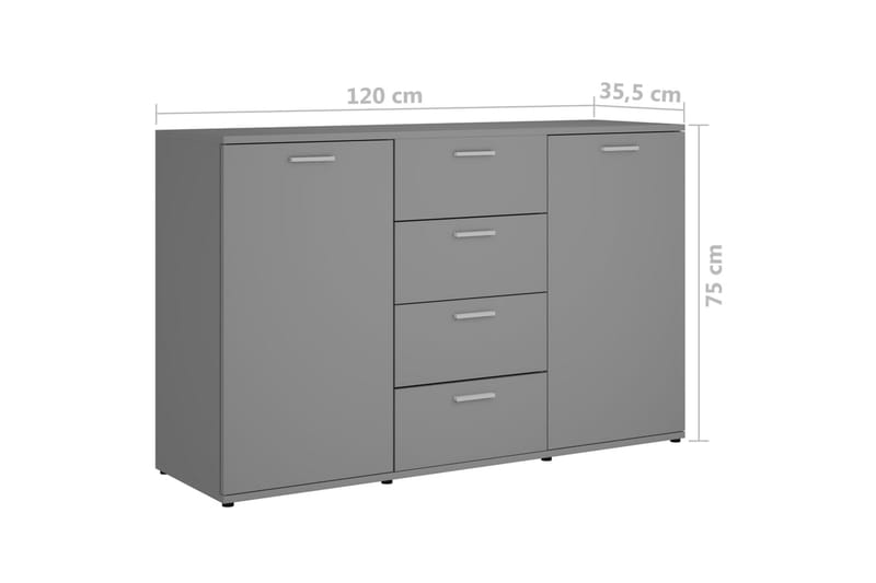 Skjenk grå 120x35,5x75 cm sponplate - Grå - Sideboard & skjenk