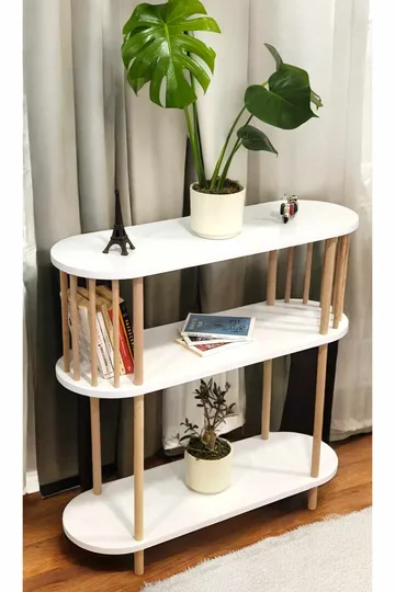 Skjenk Hanah Home Peka Slim (90 x 90 x 30 cm) Hvit - Hvit - Oppbevaring - Oppbevaringsmøbler - Sideboard & skjenk