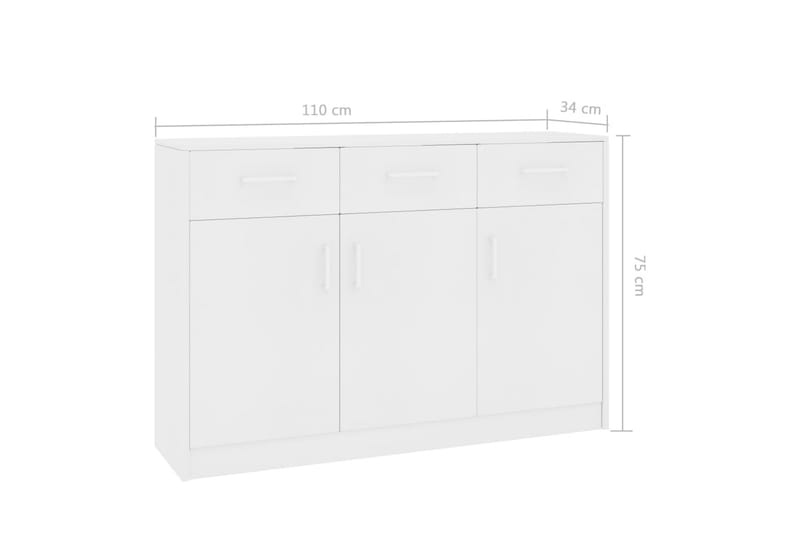 Skjenk hvit 110x34x75 cm sponplate - Sideboard & skjenk