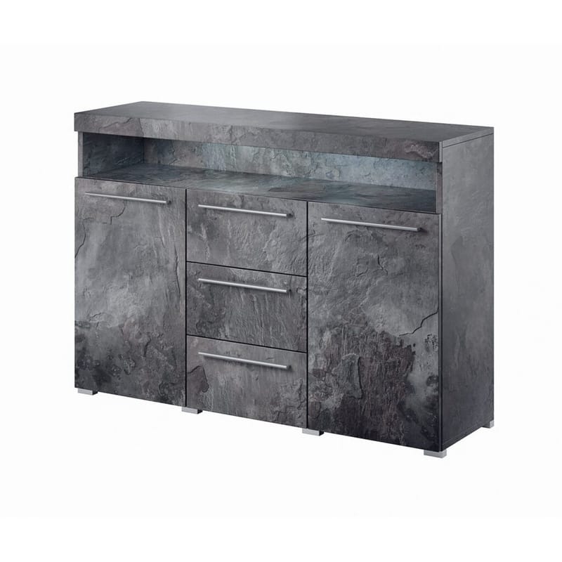 Skjenk India 2 dører med 3 skuffer, Skifer, 132 cm