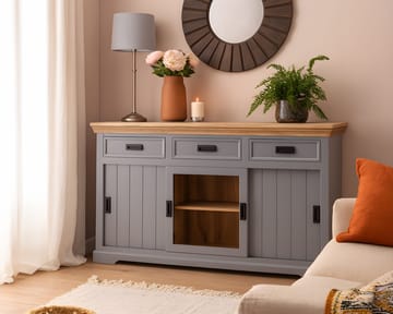 Skjenk Loft24 Alpinist - Grå og naturtre - Oppbevaring - Oppbevaringsmøbler - Sideboard & skjenk