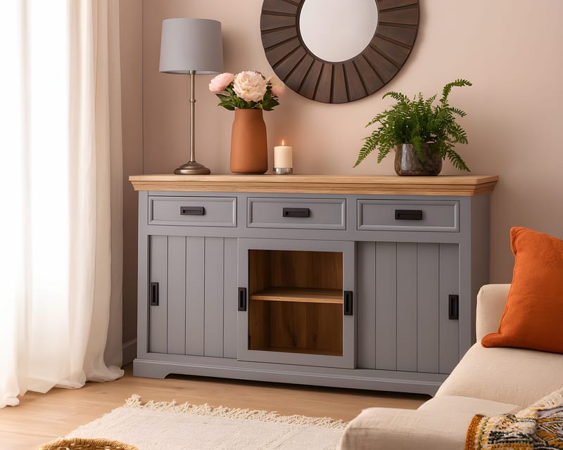 Skjenk Loft24 Alpinist - Grå og naturtre - Oppbevaring - Oppbevaringsmøbler - Sideboard & skjenk