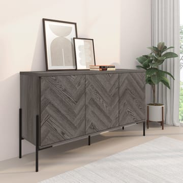Skjenk Loft24 Charlene Hvitt fiskebein/hvit eik 3 dører - Hvit eik i fiskebeinsmønster / hvit eik - Oppbevaring - Oppbevaringsmøbler - Sideboard & skjenk