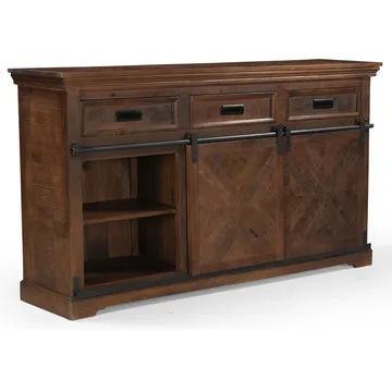 Skjenk Loft24 Don Barn - Dyp brun med svarte metalldetaljer - Oppbevaring - Oppbevaringsmøbler - Sideboard & skjenk