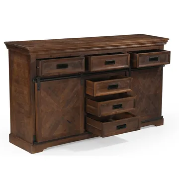 Skjenk Loft24 Don Barn - Dyp brun med svarte metalldetaljer - Oppbevaring - Oppbevaringsmøbler - Sideboard & skjenk