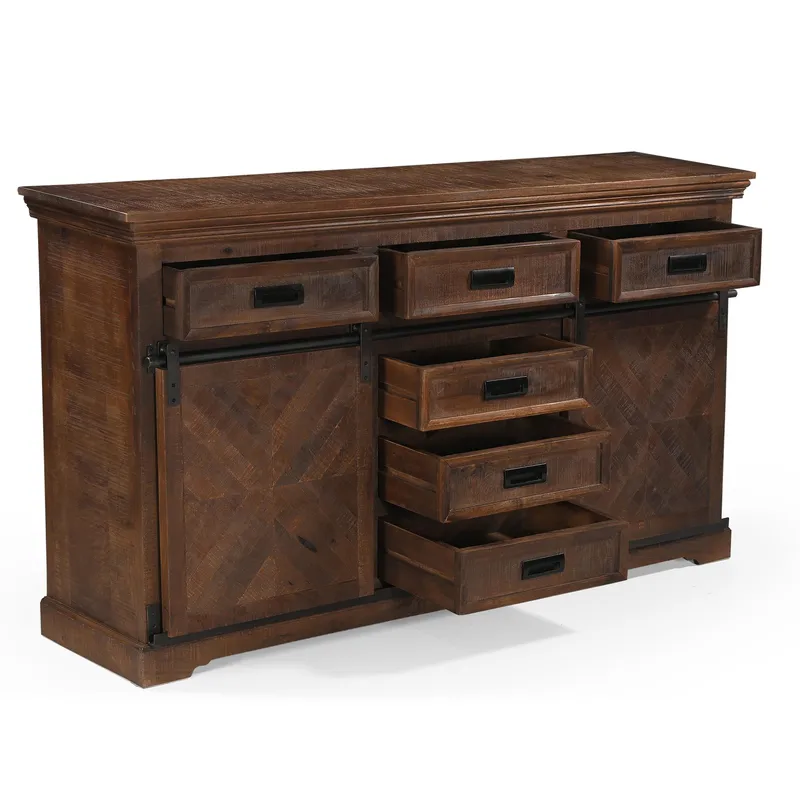 Skjenk Loft24 Don Barn - Dyp brun med svarte metalldetaljer - Oppbevaring - Oppbevaringsmøbler - Sideboard & skjenk