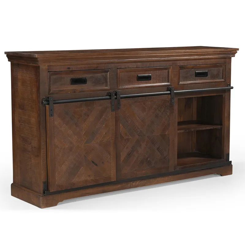 Skjenk Loft24 Don Barn - Dyp brun med svarte metalldetaljer - Oppbevaring - Oppbevaringsmøbler - Sideboard & skjenk