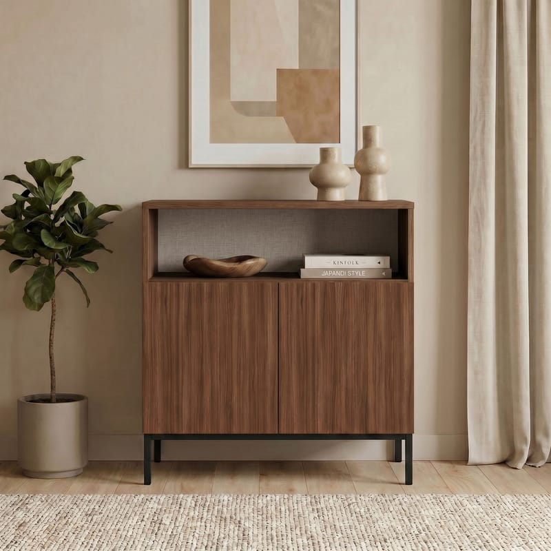 Skjenk Nordure Palmer (80 x 80 x 40 cm) Milano Valnøtt Svart - Milano valnøtt og svart - Oppbevaring - Oppbevaringsmøbler - Sideboard & skjenk