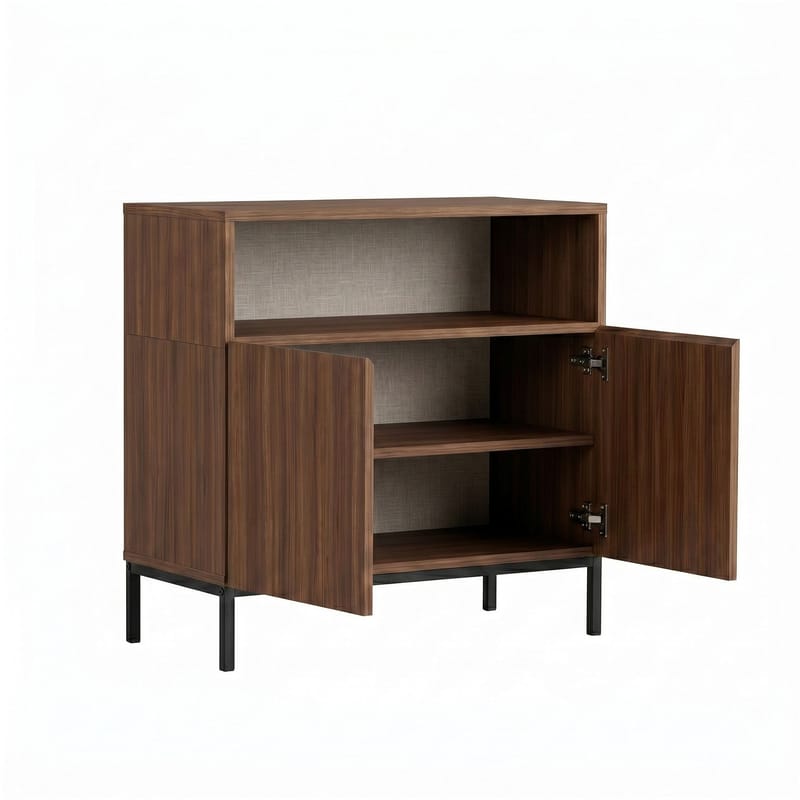 Skjenk Nordure Palmer (80 x 80 x 40 cm) Milano Valnøtt Svart - Milano valnøtt og svart - Oppbevaring - Oppbevaringsmøbler - Sideboard & skjenk