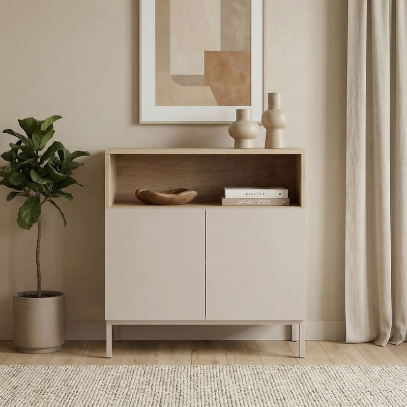 Skjenk Nordure Palmer (80 x 80 x 40 cm) Sandstein Safir Eik - Sandstein Safir Eik - Oppbevaring - Oppbevaringsmøbler - Sideboard & skjenk