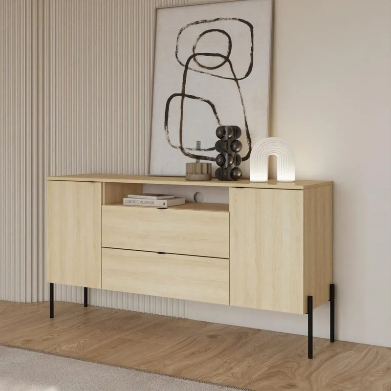 Skjenk Ore 2 dører med 2 skuffer - Lindberg eik - Oppbevaring - Oppbevaringsmøbler - Sideboard & skjenk