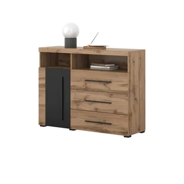 Skjenk Roger 1 Dør med 3 Skuffer - Wotan eik - Oppbevaring - Oppbevaringsmøbler - Sideboard & skjenk