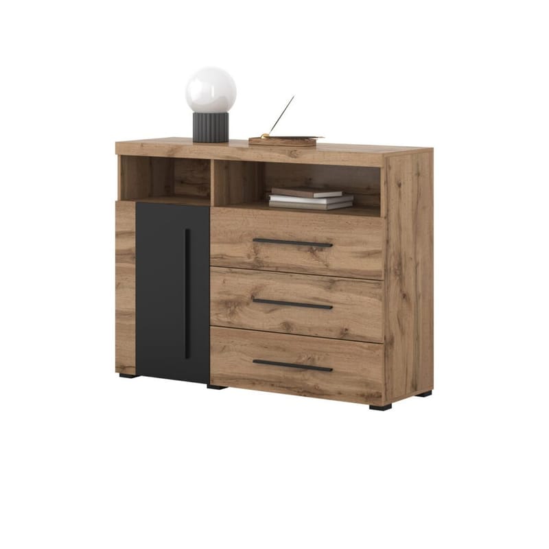 Skjenk Roger 1 Dør med 3 Skuffer - Wotan eik - Oppbevaring - Oppbevaringsmøbler - Sideboard & skjenk