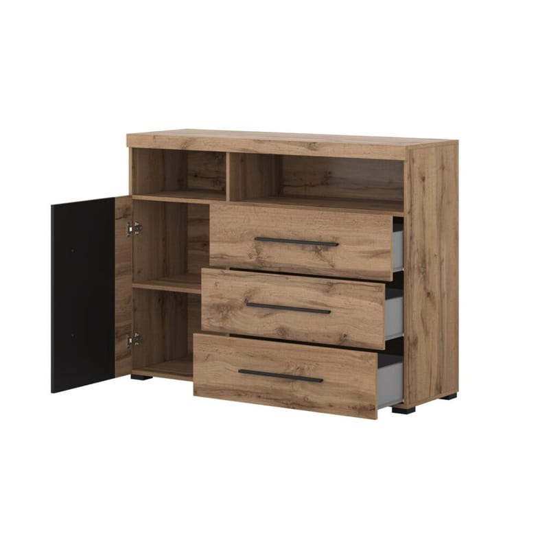 Skjenk Roger 1 Dør med 3 Skuffer - Wotan eik - Oppbevaring - Oppbevaringsmøbler - Sideboard & skjenk