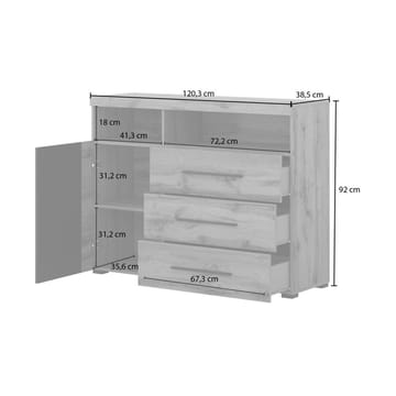 Skjenk Roger 1 Dør med 3 Skuffer - Wotan eik - Oppbevaring - Oppbevaringsmøbler - Sideboard & skjenk