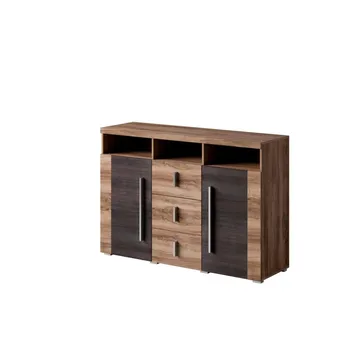 Skjenk Roger 2 Dører med 3 Skuffer - Satin valnøtt, 132 cm - Oppbevaring - Oppbevaringsmøbler - Sideboard & skjenk