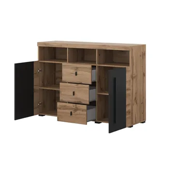 Skjenk Roger 2 Dører med 3 Skuffer - Wotan eik, 132 cm - Oppbevaring - Oppbevaringsmøbler - Sideboard & skjenk