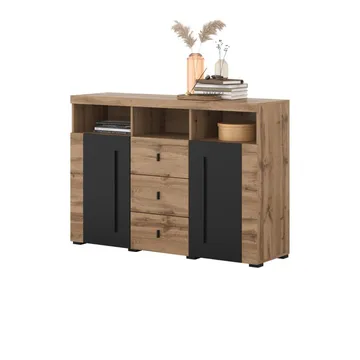 Skjenk Roger 2 Dører med 3 Skuffer - Wotan eik, 132 cm - Oppbevaring - Oppbevaringsmøbler - Sideboard & skjenk