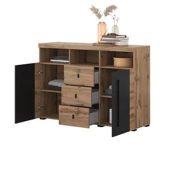 Skjenk Roger 2 Dører med 3 Skuffer - Wotan eik, 132 cm - Oppbevaring - Oppbevaringsmøbler - Sideboard & skjenk