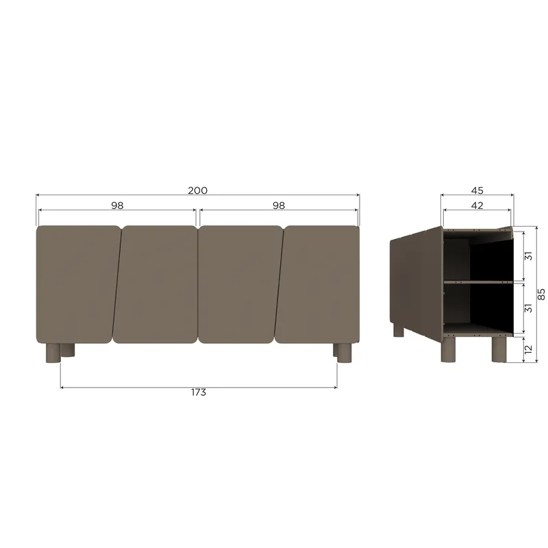Skjenk Root 200 cm - Trøffelbrun - Oppbevaring - Oppbevaringsmøbler - Sideboard & skjenk
