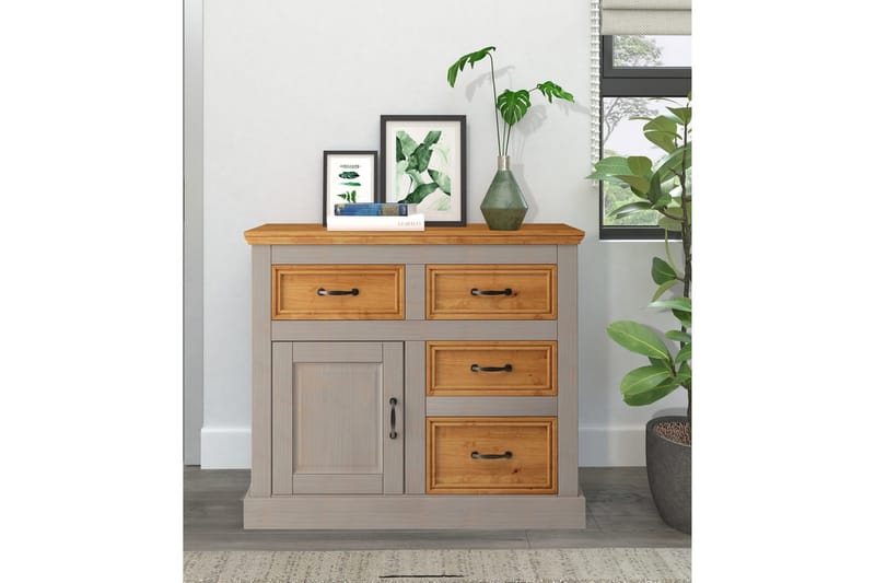 Skjenk Selma 100x38x87 cm, Grå/Beis/Voks - 100x38x87 cm, Grå/Beis/Voks - Oppbevaring - Oppbevaringsmøbler - Sideboard & skjenk