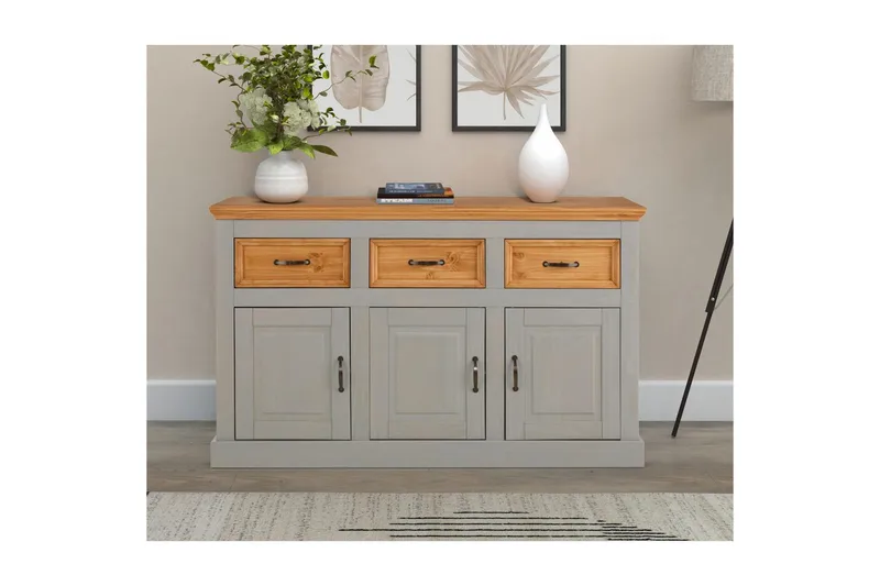 Skjenk Selma 145x38x87 cm, Grå/Beis/Voks - 145x38x87 cm, Grå/Beis/Voks - Oppbevaring - Oppbevaringsmøbler - Sideboard & skjenk