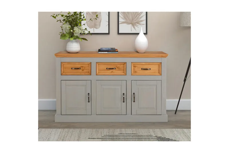 Skjenk Selma 145x38x87 cm, Grå/Beis/Voks - 145x38x87 cm, Grå/Beis/Voks - Oppbevaring - Oppbevaringsmøbler - Sideboard & skjenk