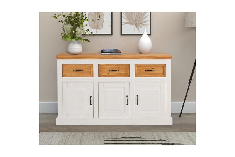 Skjenk Selma 145x38x87 cm, Hvit/Beis/Voks - 145x38x87 cm, Hvit/Beis/Voks - Oppbevaring - Oppbevaringsmøbler - Sideboard & skjenk