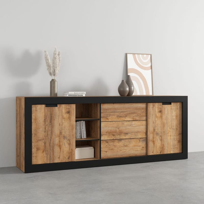 Skjenk Tudor 2 dører med 3 skuffer - 85 cm - Oppbevaring - Oppbevaringsmøbler - Sideboard & skjenk