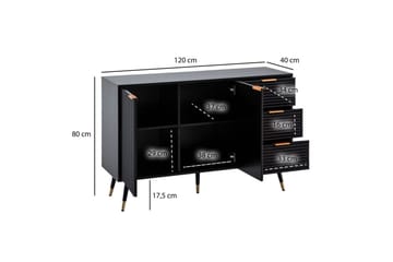 Skjenk Wohnling Foliert sponplate eikelook 120 cm 2 dører 3 skuffer Moderne - Møbler - Bord - Avlastningsbord & sidobord - Lampebord & sidebord
