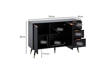 Skjenk Wohnling Foliert sponplate eikelook 120 cm 2 dører 3 skuffer Moderne - Møbler - Bord - Avlastningsbord & sidobord - Lampebord & sidebord