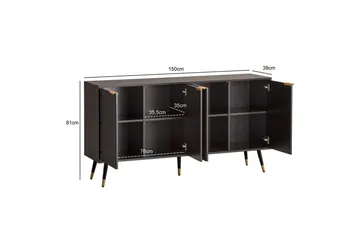 Skjenk Wohnling Foliert sponplate eikelook 150 cm 4 dører Moderne - Møbler - Bord - Avlastningsbord & sidobord - Konsollbord & gangbord