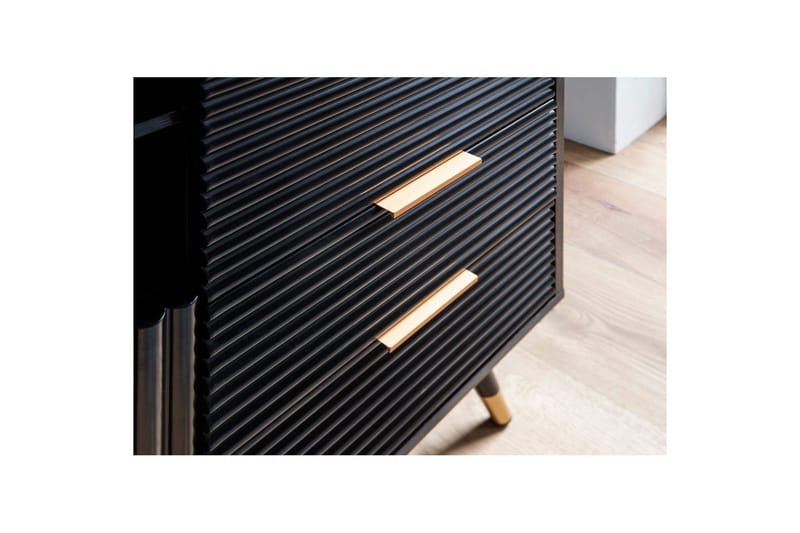 Skjenk Wohnling Foliert sponplate eikelook 77 cm 2 dører 2 skuffer Lagringsplass Moderne - Møbler - Bord - Avlastningsbord & sidobord - Lampebord & sidebord