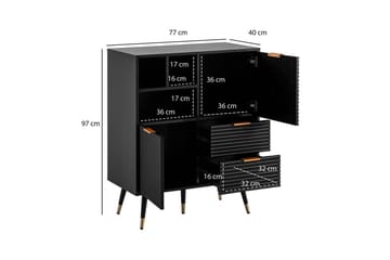 Skjenk Wohnling Foliert sponplate eikelook 77 cm 2 dører 2 skuffer Lagringsplass Moderne - Møbler - Bord - Avlastningsbord & sidobord - Lampebord & sidebord