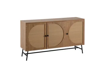 Skjenk Wohnling Foliert sponplate eikelook halvsirkel Rattanflett-utseende 3 dører Moderne - Møbler - Bord - Avlastningsbord & sidobord - Lampebord & sidebord