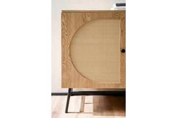 Skjenk Wohnling Foliert sponplate eikelook halvsirkel Rattanflett-utseende 3 dører Moderne - Møbler - Bord - Avlastningsbord & sidobord - Lampebord & sidebord