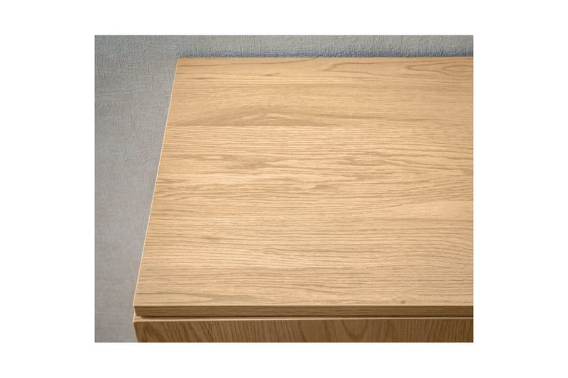 Skjenk Wohnling Foliert sponplate eikelook halvsirkel Rattanflett-utseende 3 dører Moderne - Møbler - Bord - Avlastningsbord & sidobord - Lampebord & sidebord