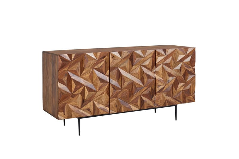Skjenk Wohnling Massivt tre 3D geometrisk front 144 cm Industriell - Møbler - Bord - Avlastningsbord & sidobord - Lampebord & sidebord