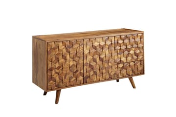Skjenk Wohnling Massivt tre 3D kubeoptikk front 138 cm Landlig stil - Møbler - Bord - Avlastningsbord & sidobord - Lampebord & sidebord