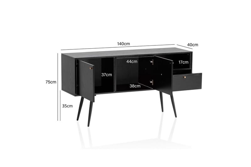 Skjenk Wohnling Melaminbelagt MDF 140 cm med 2 Dører 1 Skuff Moderne - Oppbevaring - Oppbevaringsmøbler - Sideboard & skjenk