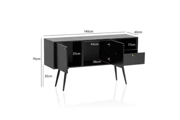 Skjenk Wohnling Melaminbelagt MDF 140 cm med 2 Dører 1 Skuff Moderne - Oppbevaring - Oppbevaringsmøbler - Sideboard & skjenk