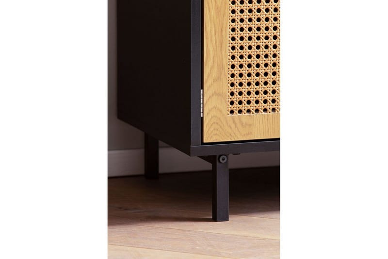 Skjenk Wohnling Melaminbelagt MDF 80 cm 2 dører 2 skuffer med flettverk i Wieners stil moderne - Møbler - Bord - Avlastningsbord & sidobord - Lampebord & sidebord