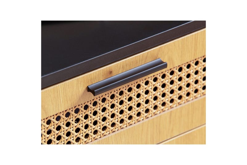 Skjenk Wohnling Melaminbelagt MDF 80 cm 2 dører 2 skuffer med flettverk i Wieners stil moderne - Møbler - Bord - Avlastningsbord & sidobord - Lampebord & sidebord