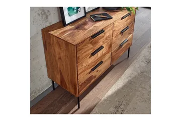 Skjenk Wohnling Solid tre 117 cm 6 skuffer filigrane metallben i landlig stil - Oppbevaring - Oppbevaringsmøbler - Sideboard & skjenk