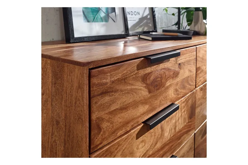 Skjenk Wohnling Solid tre 117 cm 6 skuffer filigrane metallben i landlig stil - Oppbevaring - Oppbevaringsmøbler - Sideboard & skjenk