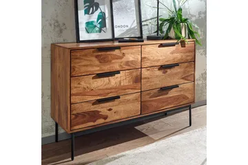 Skjenk Wohnling Solid tre 117 cm 6 skuffer filigrane metallben i landlig stil - Oppbevaring - Oppbevaringsmøbler - Sideboard & skjenk